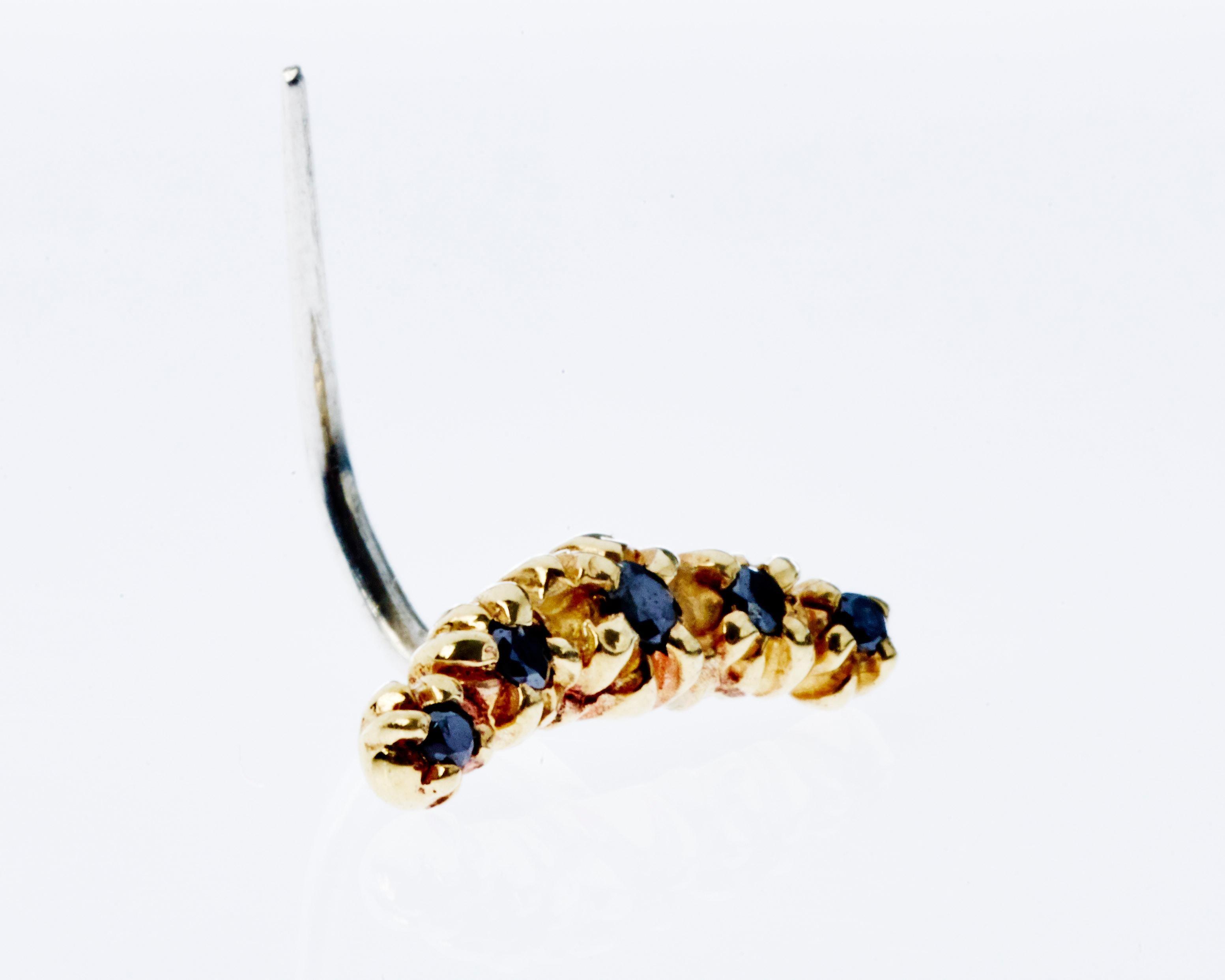 Black Diamond Gold Earring Crescent Moon J Dauphin In New Condition For Sale In Los Angeles, CA