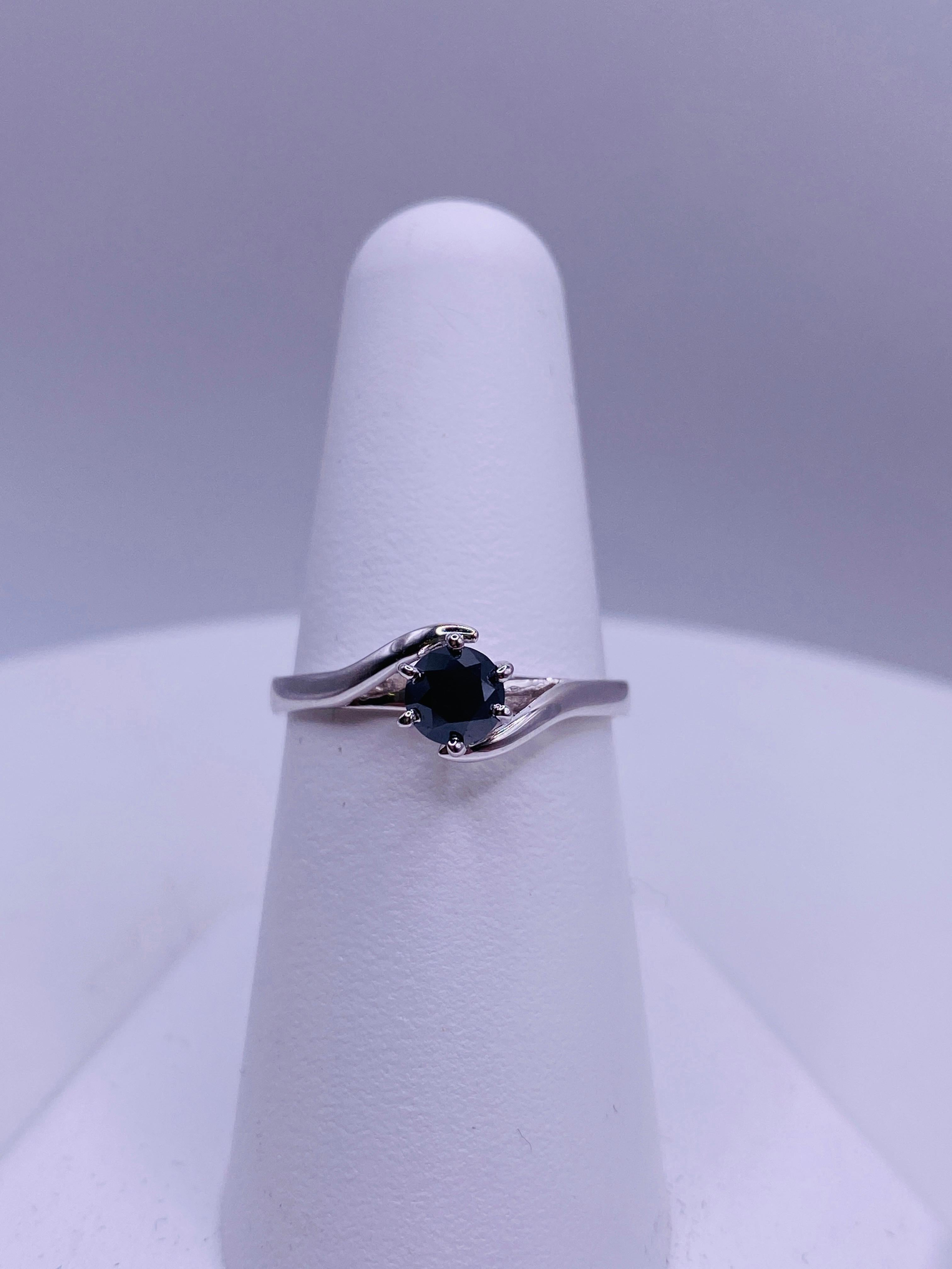 Engagement ring 10k white gold .40 carat black diamond. 1.2Dwt. Size 7 US