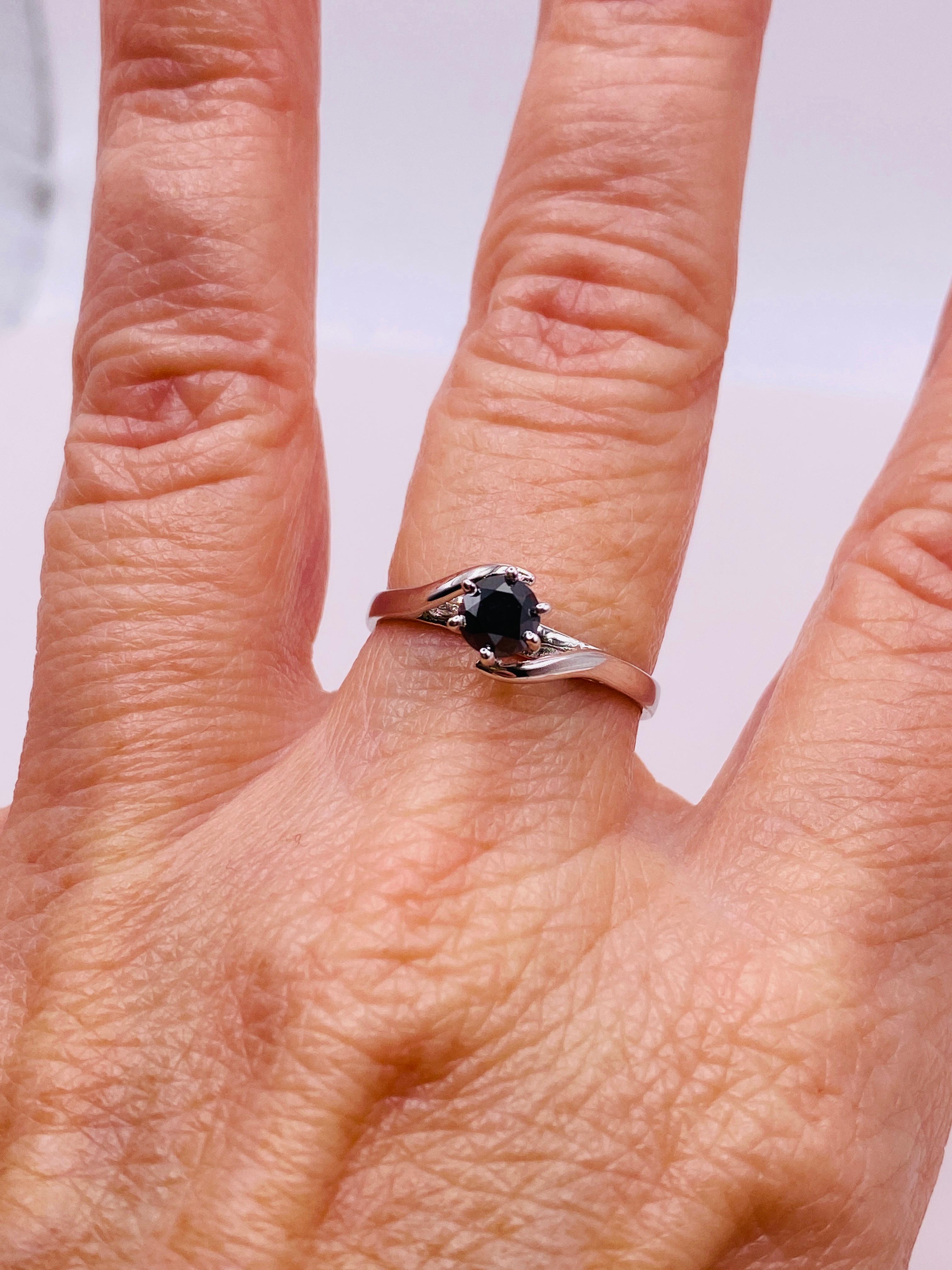 Black Diamond Gold Engagement Ring For Sale 2
