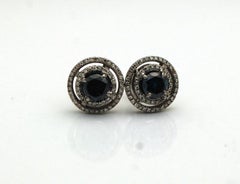 Black diamond halo earrings studs 18KT gold screw back studs earrings