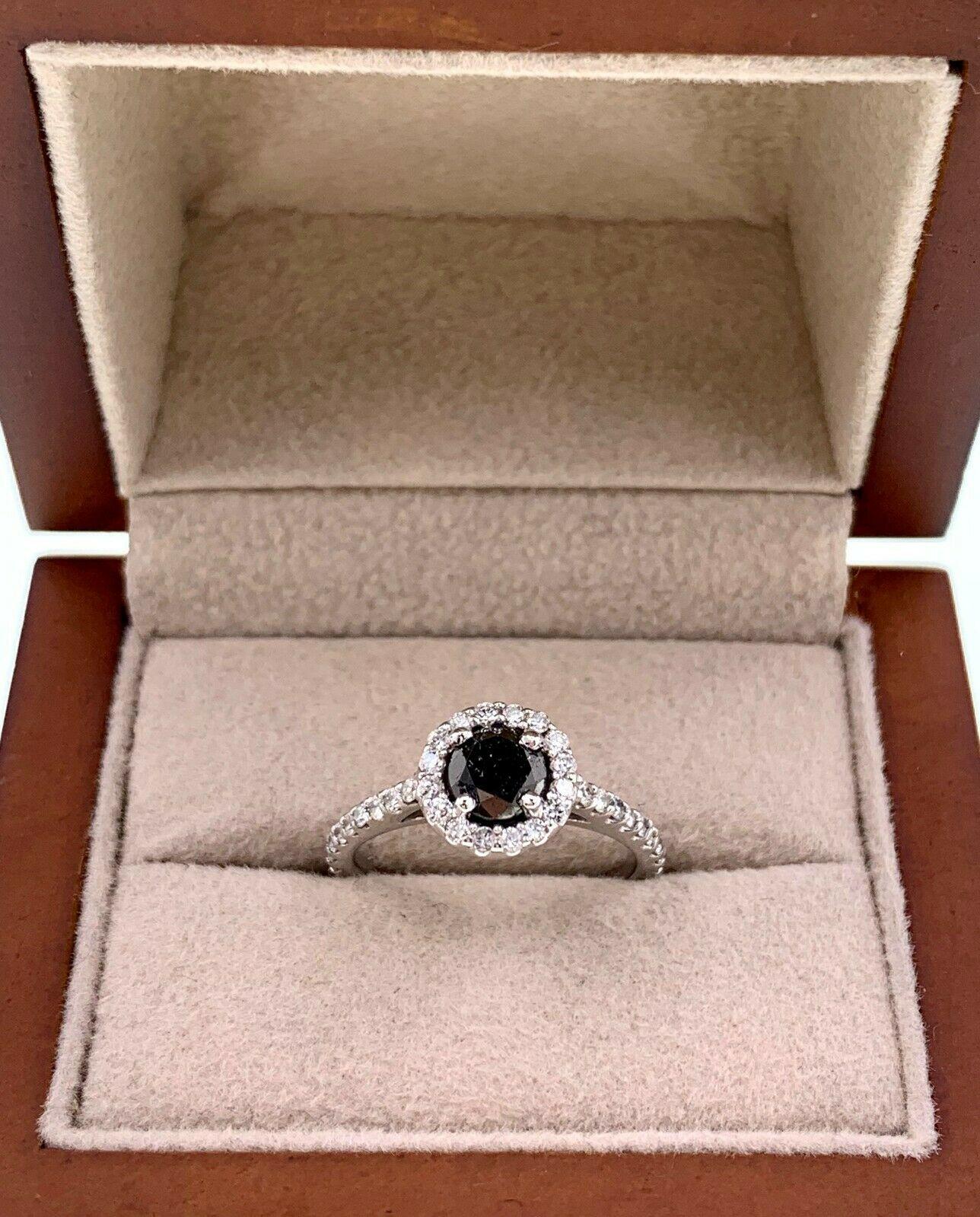 black diamond halo engagement rings