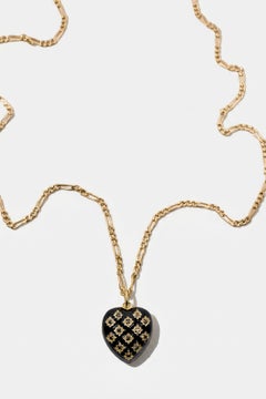 Collana girocollo con cuore Black Diamond, catena a palline, placcata oro, J DAUPHIN