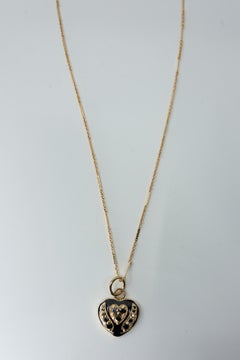 Black Diamond Heart Necklace Black Enamel 14k Gold Plated Silver J Dauphin