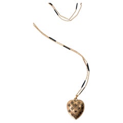 Black Diamond Heart Necklace - Gold Plated Black Enamel Chain J Dauphin