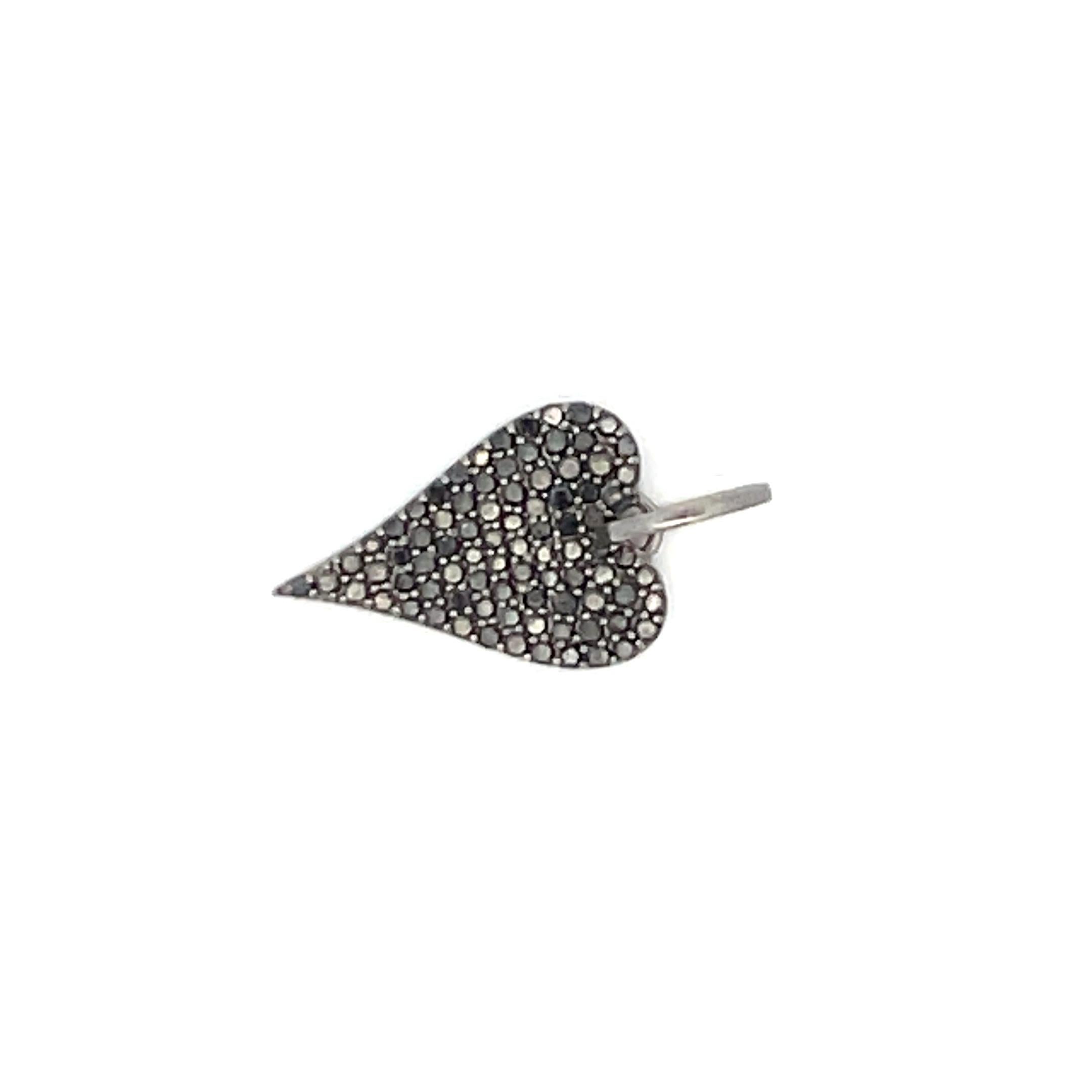Black Diamond Star Design Heart Pendant