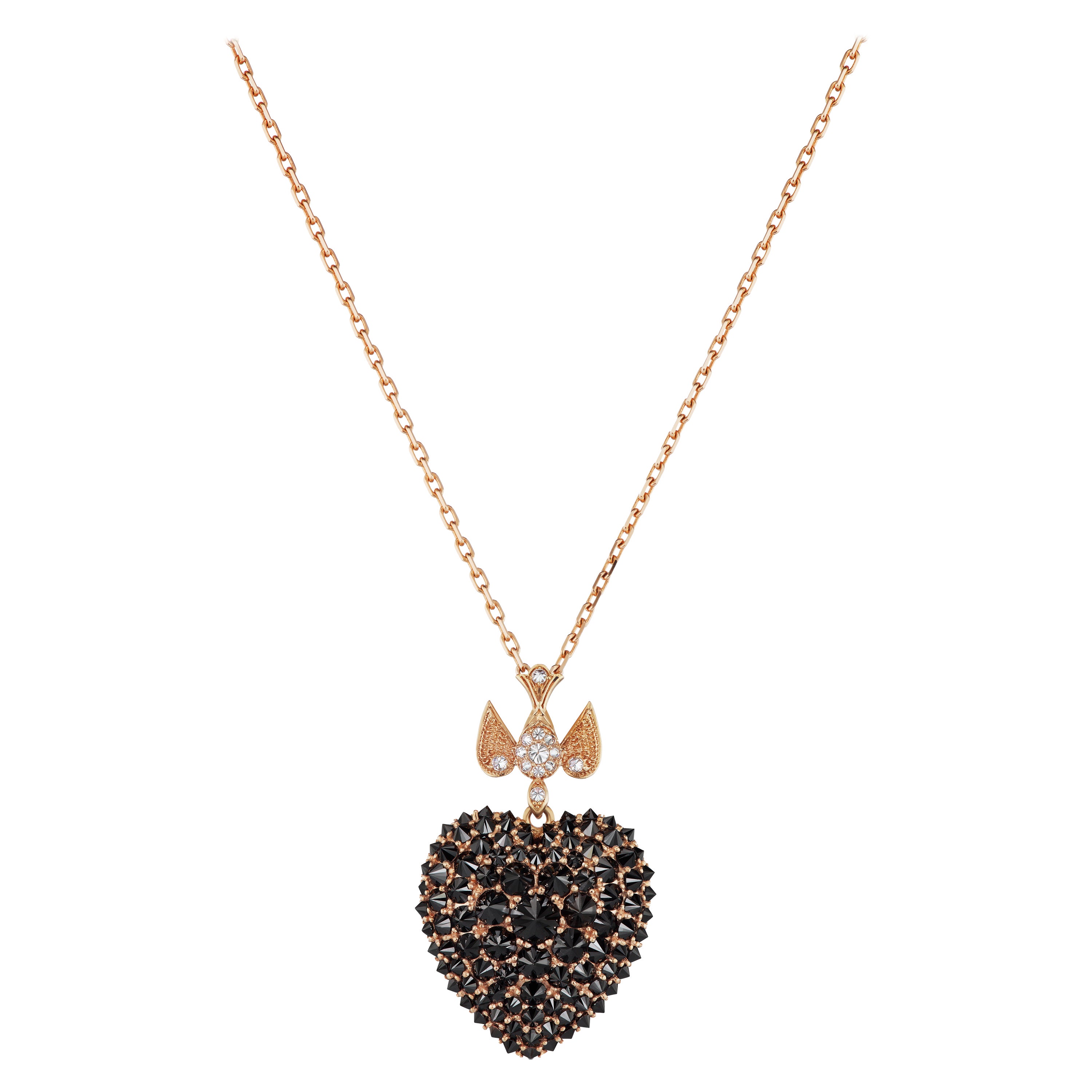 Schwarzer Diamant-Anhänger in Herzform im Angebot