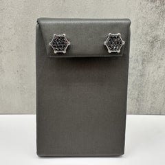 Black Diamond Hexagon Earrings Sterling Silver 1ctw Threaded Backs New