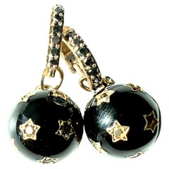 Cosmic Earring Black Enamel Black Diamond J Dauphin