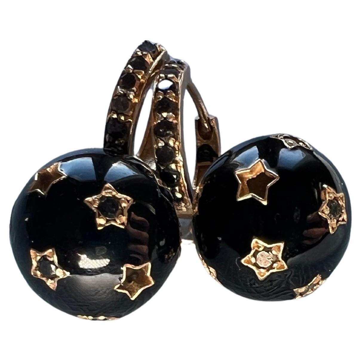 Black Diamond Hoop Dangle Earring