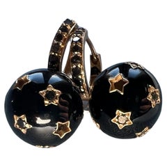 Boucle d'oreille pendante en diamant noir