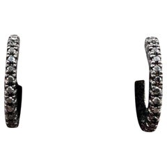 Black Diamond Huggie Earrings 14K Gold 0.15ctw 12.5mm