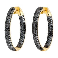 Black Diamond Inside Out Hoop Earrings