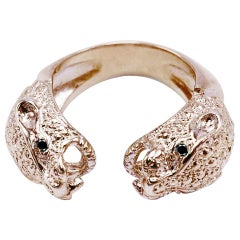 Schwarzer Diamant Jaguar Ring Cocktail Statement Einsie Bronze J Dauphin