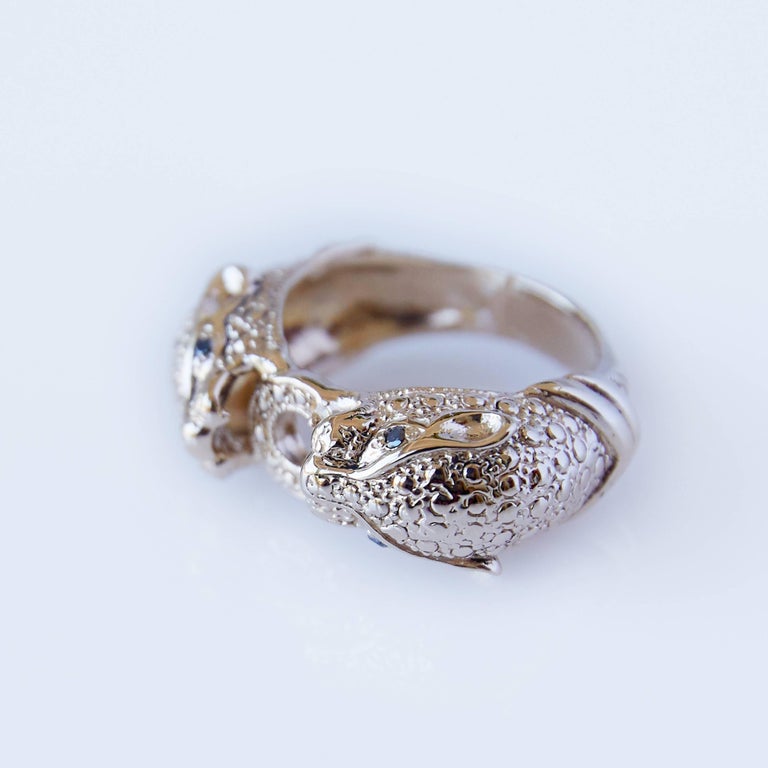 Black Diamond Jaguar Animal Jewelry Ring For Sale at 1stDibs
