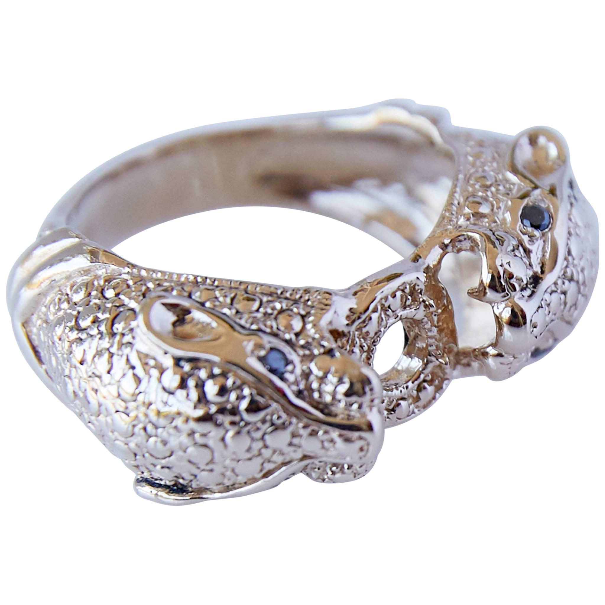 Black Diamond Jaguar Animal Jewelry Ring For Sale