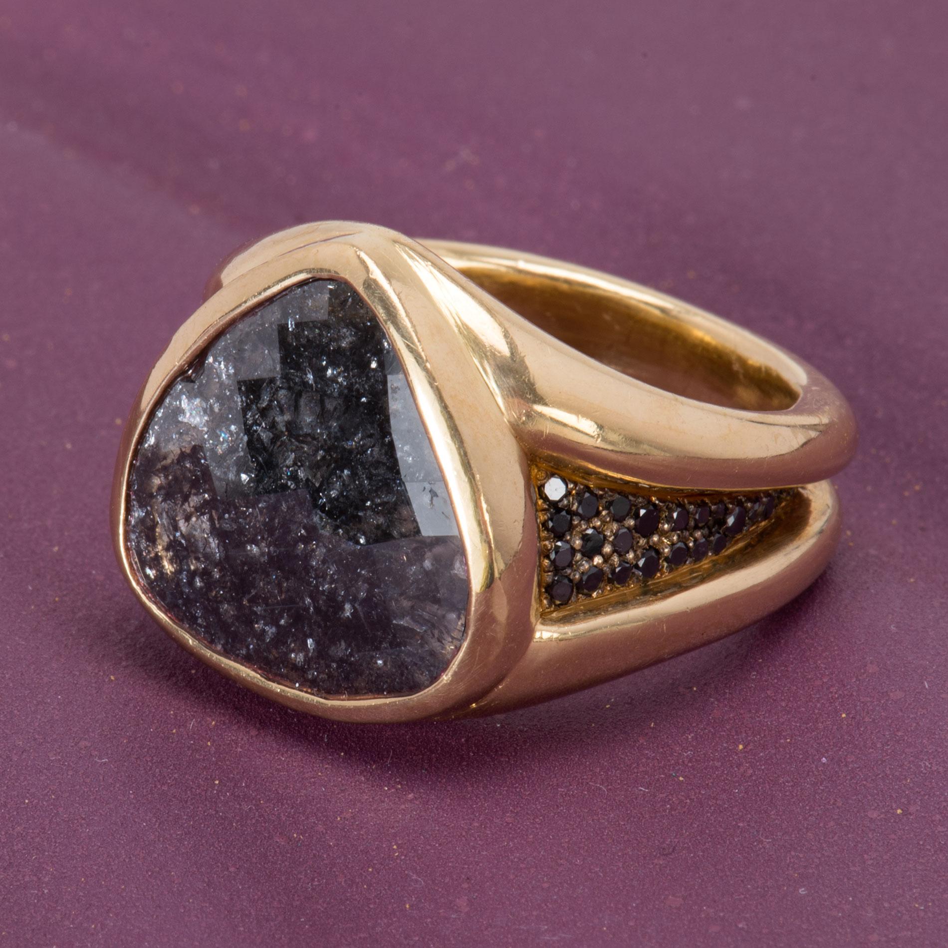 Women's or Men's Black Diamond Kaleidoscope Ring For Sale