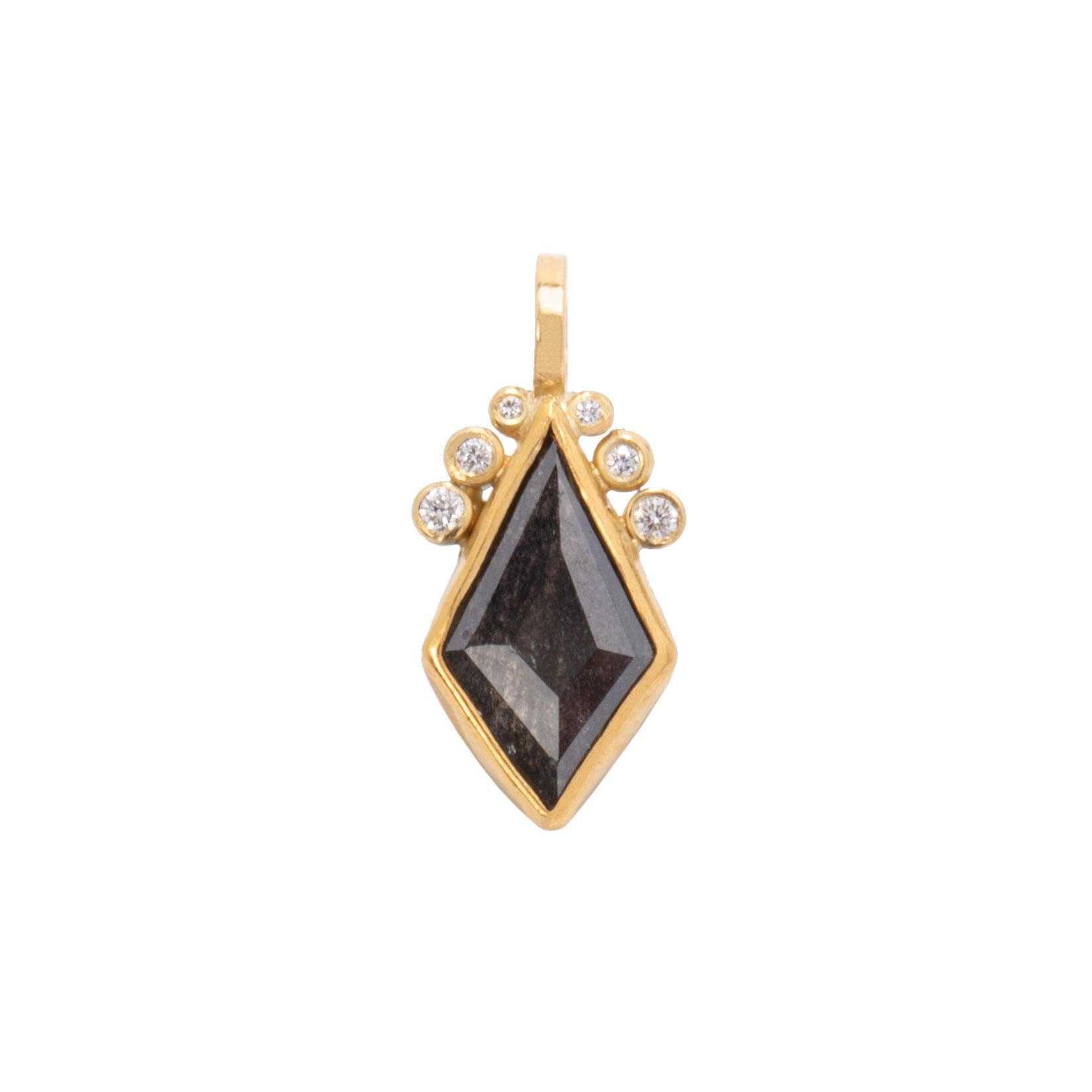 Black Diamond Kite Pendant in 22 Karat and 18 Karat Gold For Sale