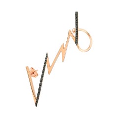Black Diamond Lightning Ear Cuff 'Single' in 14 Karat Rose Gold