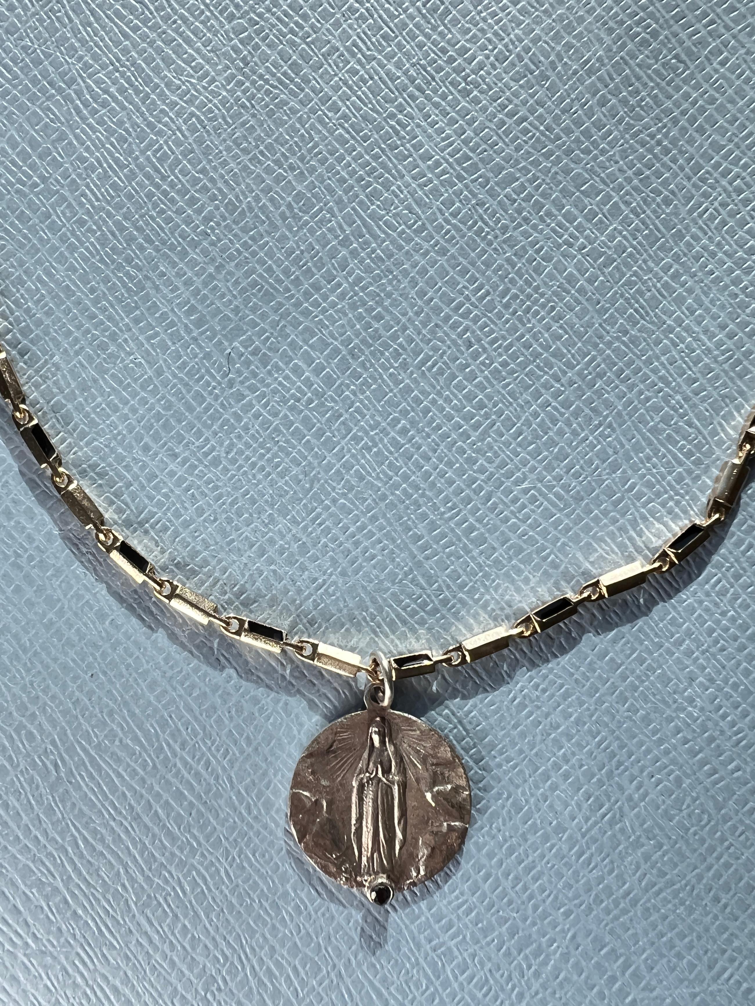 Women's Black Diamond Medal Necklace Choker For Sale