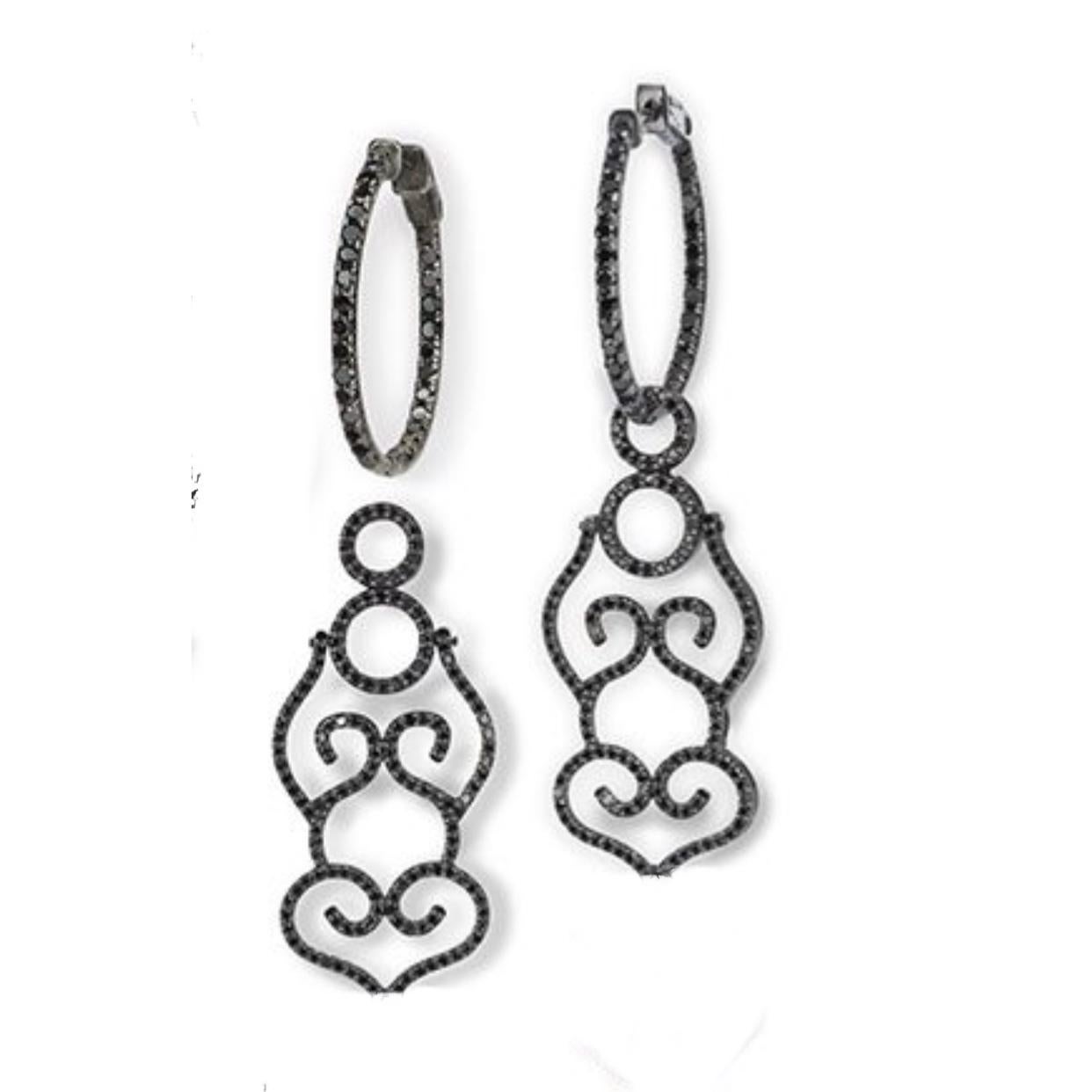 black diamond earrings hoops