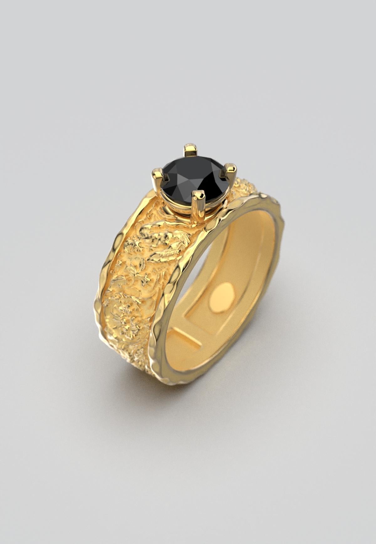 For Sale:  Black Diamond Men's 18k Gold Engagement Ring by Oltremare Gioielli Made in Italy 7