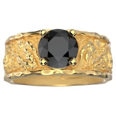 Verlobungsring für Herren aus 18 Karat Gold mit schwarzem Diamanten von Oltremare Gioielli, hergestellt in Italien