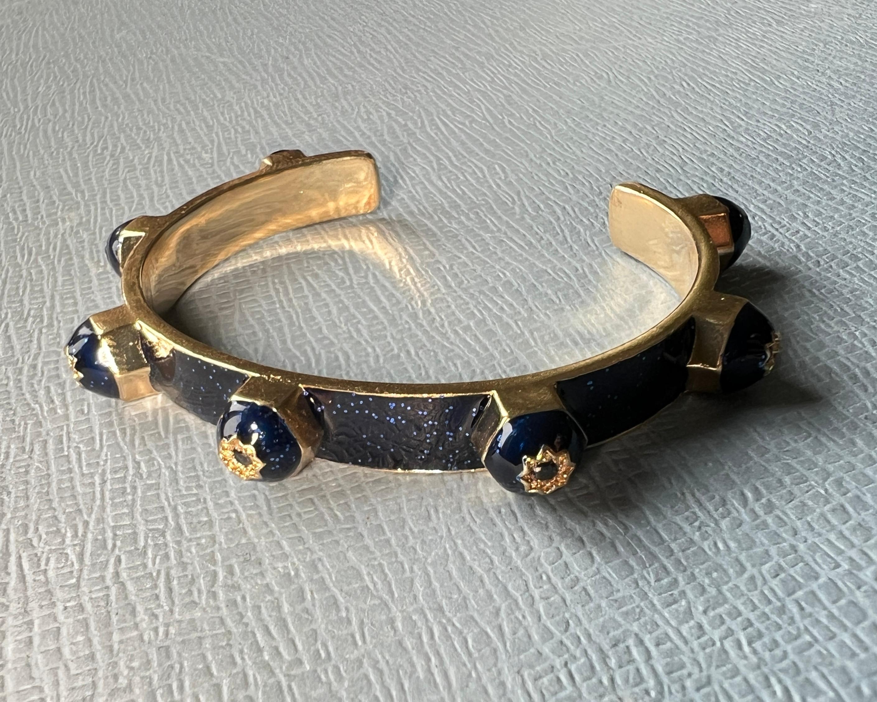 Clou de manchette en émail bleu nuit avec diamant noir Neuf - En vente à Los Angeles, CA