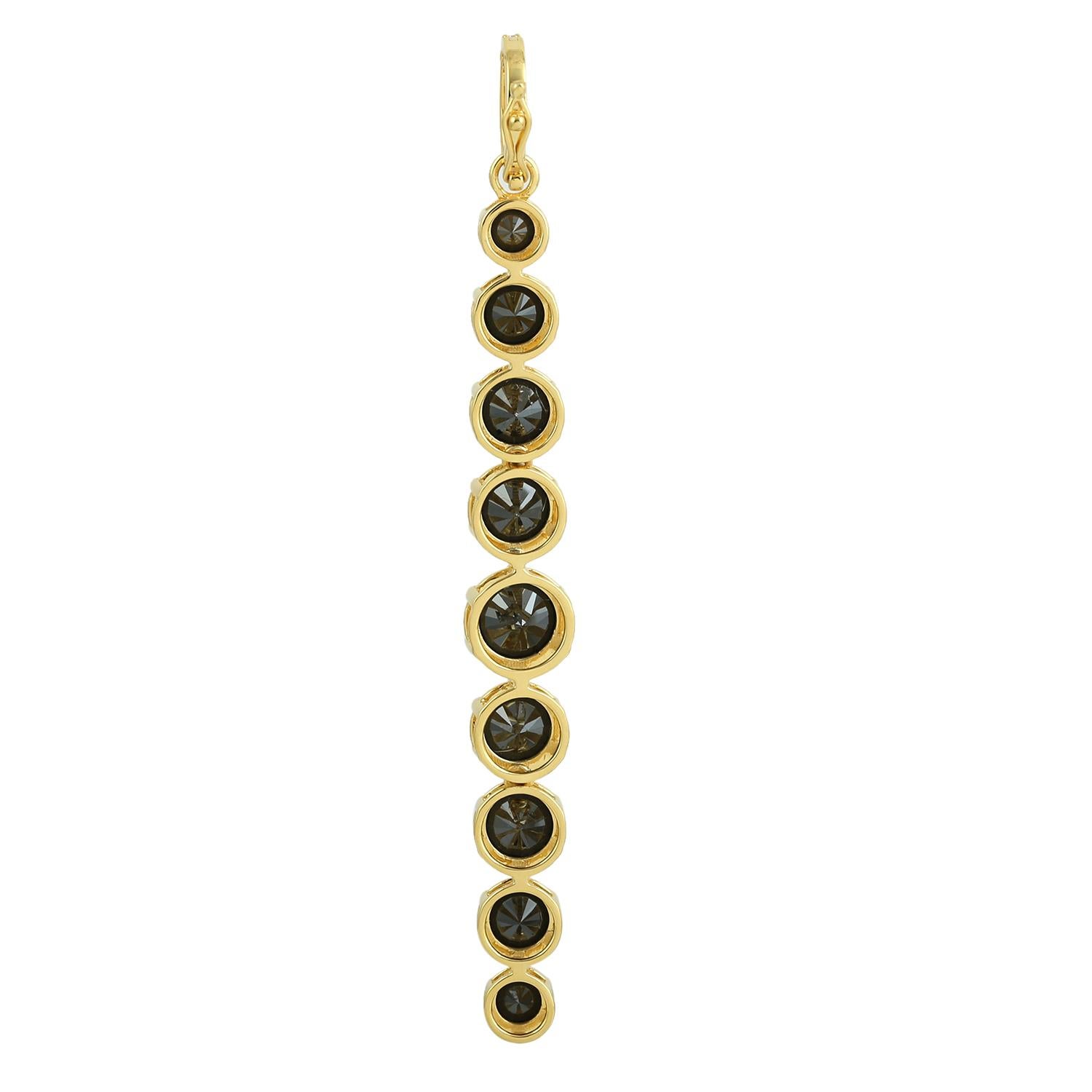 Taglio misto Black Diamond Multi Tier Pendant Made In 14k yellow Gold in vendita