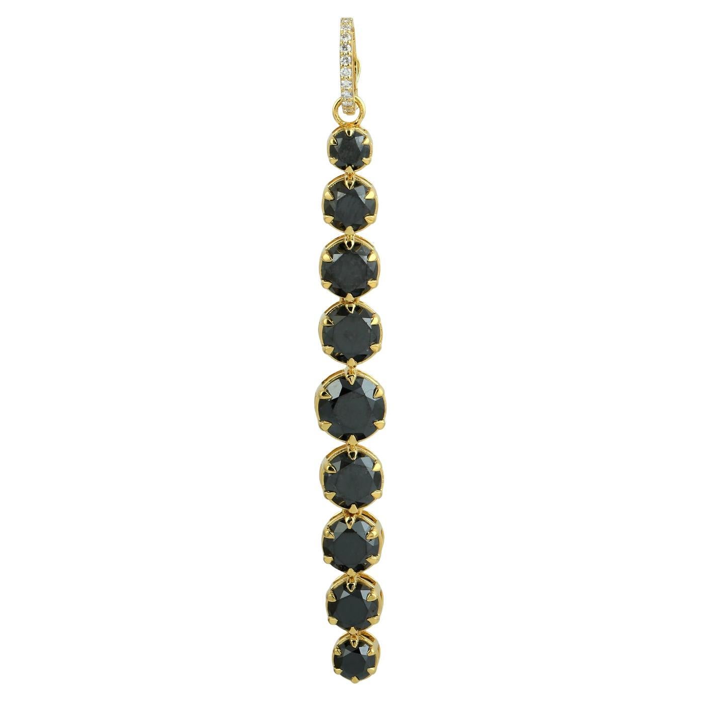 Black Diamond Multi Tier Pendant Made In 14k yellow Gold