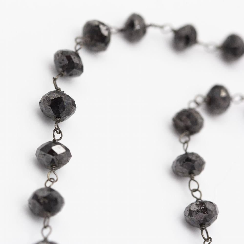 Schwarze Diamant-Halskette Damen im Angebot