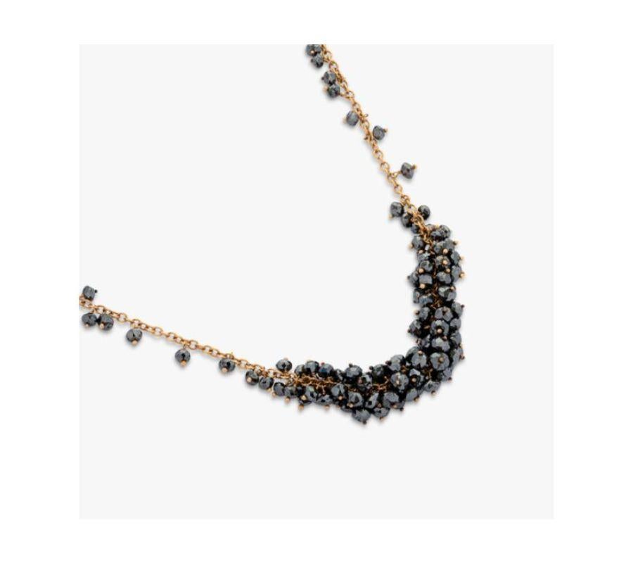 Black Diamond Necklace in 18K Rose Gold In New Condition In Fulham business exchange, London