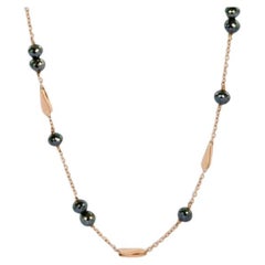 Black Diamond Necklace in 18K Rose Gold