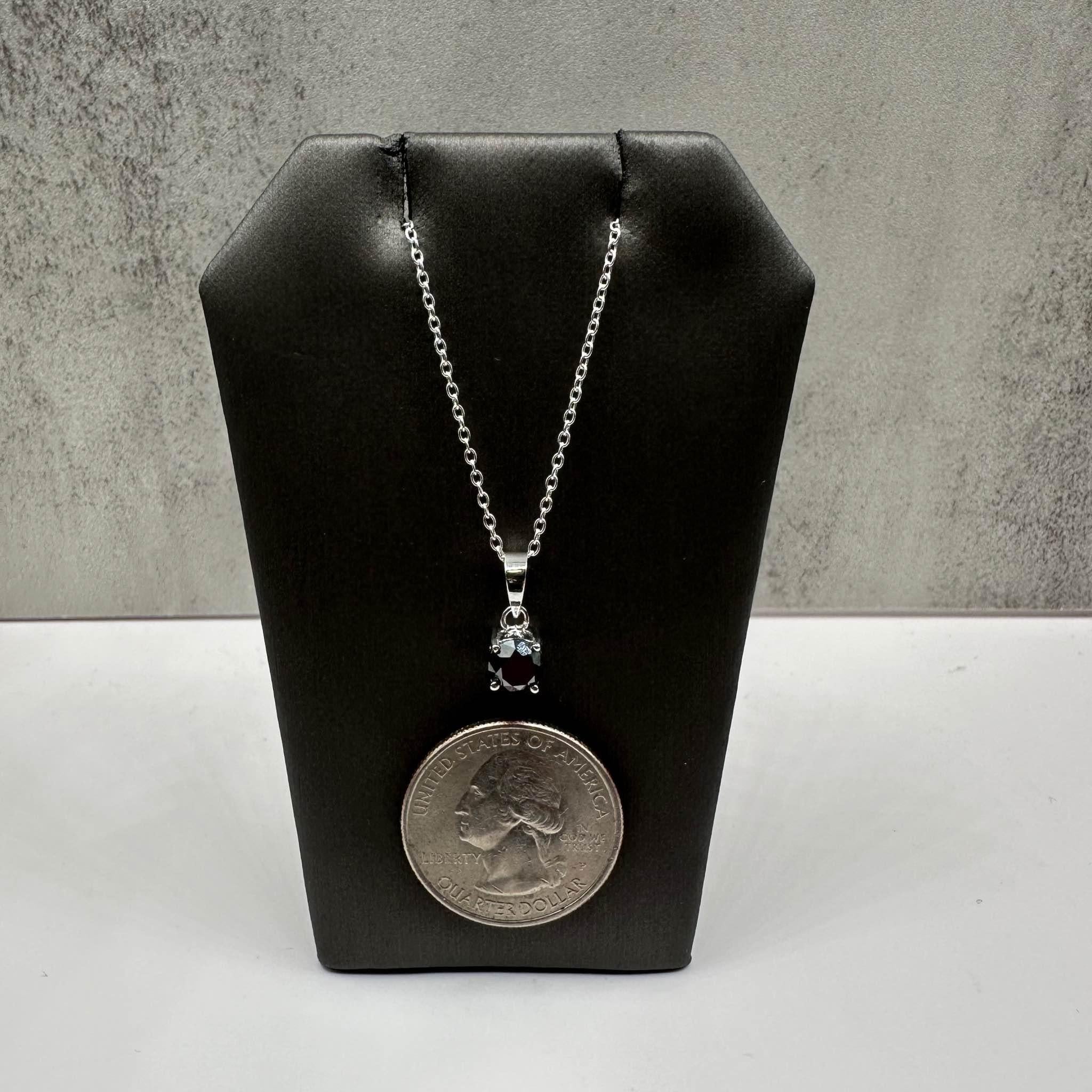 Collana di diamanti neri in argento 925 - Diamante nero rotondo da 1ctw, regolabile In condizioni Nuovo in vendita a West Hempstead, NY