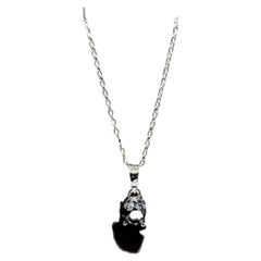 Black Diamond Necklace in Sterling Silver - 1ctw Round Black Diamond, Adjustable