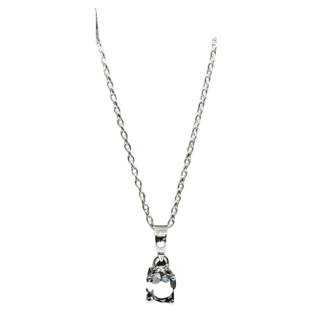 Black Diamond Necklace in Sterling Silver - 1ctw Round Black Diamond, Adjustable en venta
