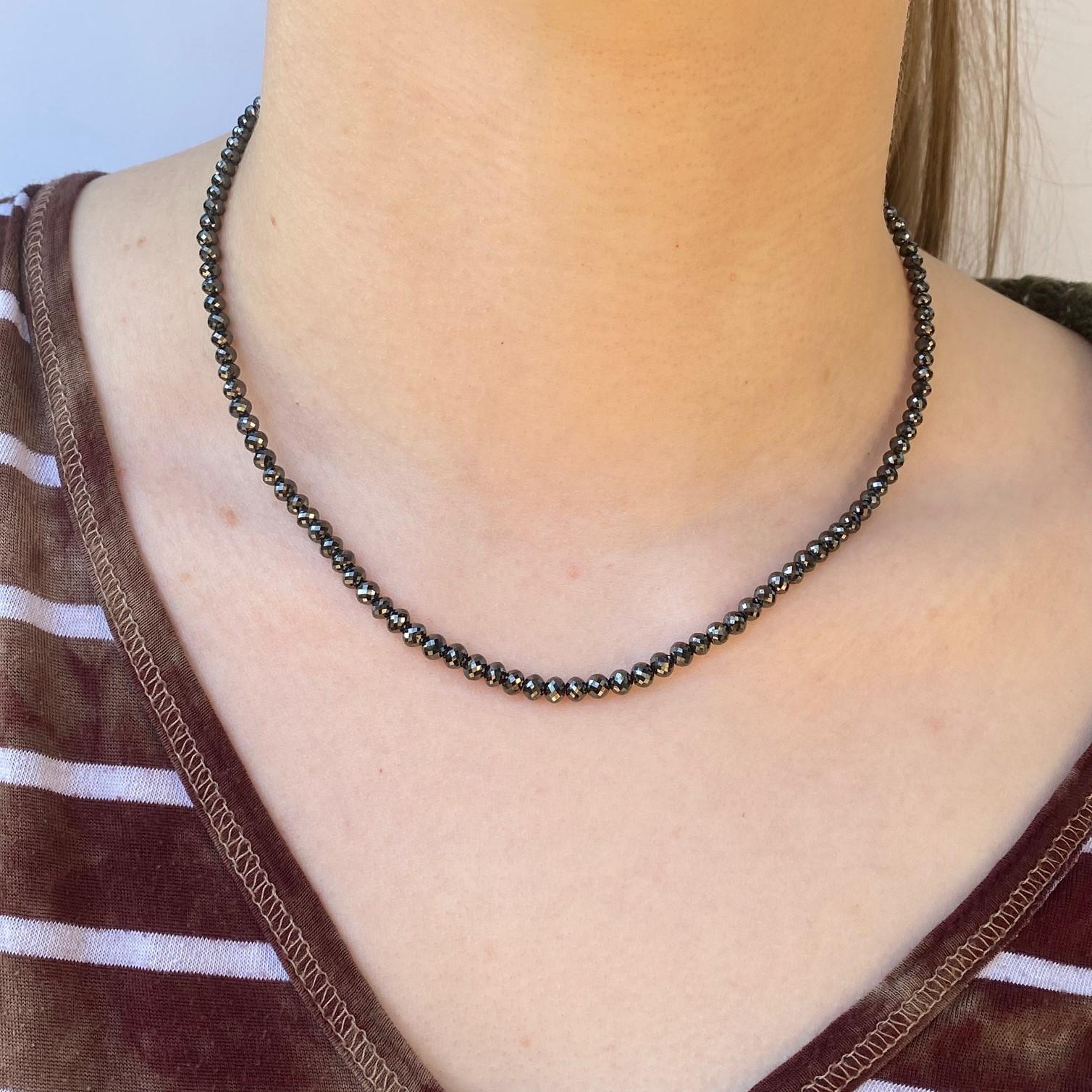 Contemporary Black Diamond Necklace with White Gold Clasp