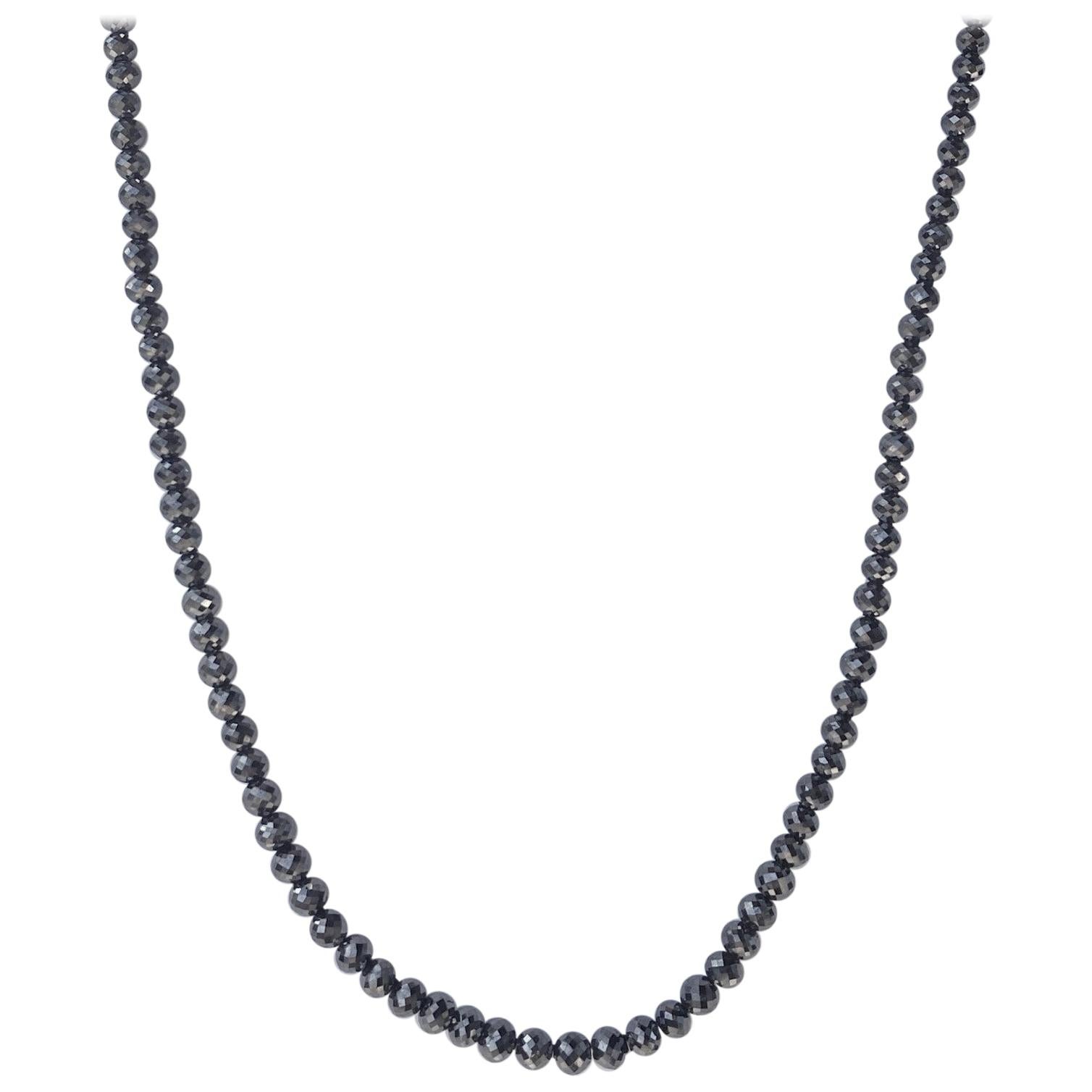 Black Diamond Necklace with White Gold Clasp