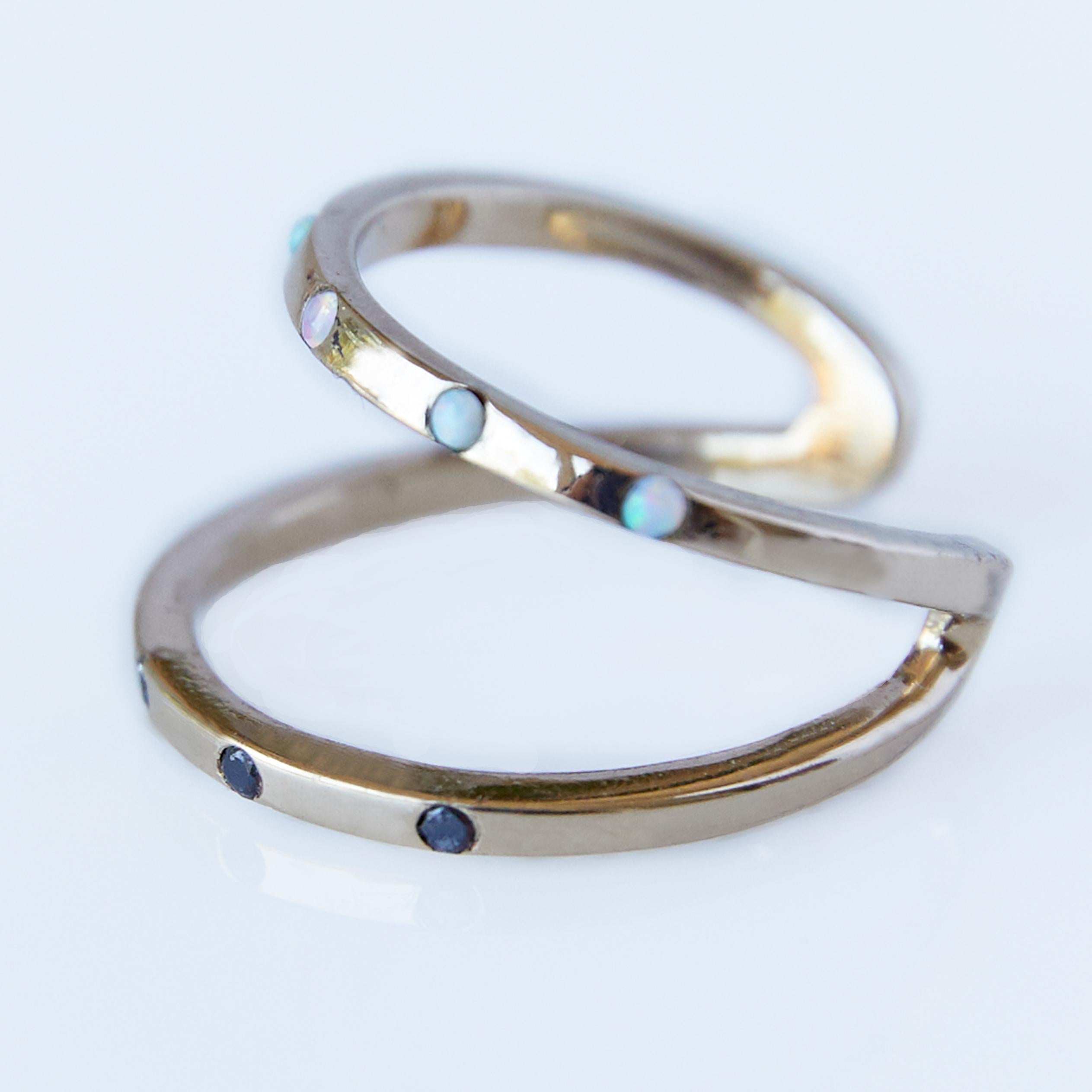 Schwarzer Diamant Opal Ring Cocktail Mode Ring Bronze Einheitsgröße J Dauphin (Rundschliff) im Angebot