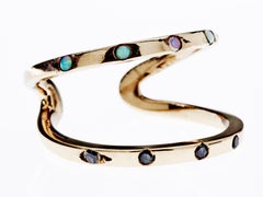 Black Diamond Opal Two-Band Love Ring Open Adjustable Bronze J Dauphin