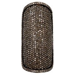 Bague dôme cocktail pavée de diamants noirs en or jaune 18k