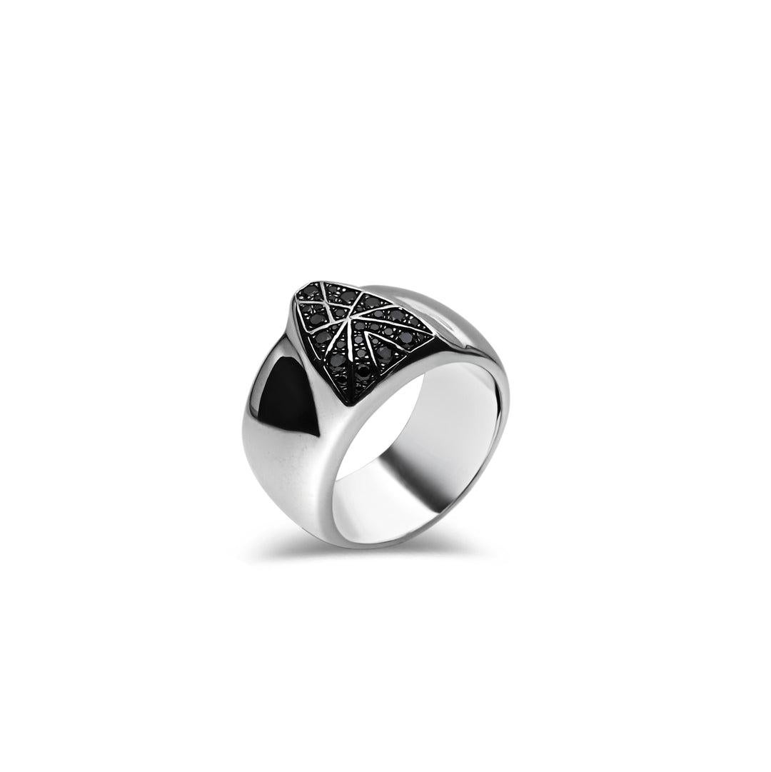 For Sale:  Black Diamond Pave Guardian Men's Silver Ring 2