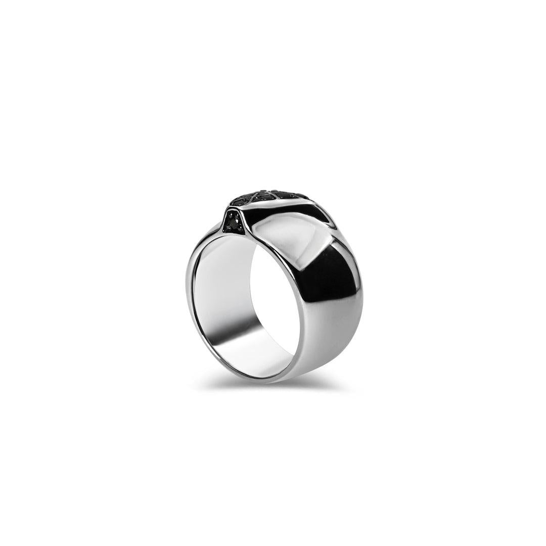 For Sale:  Black Diamond Pave Guardian Men's Silver Ring 3