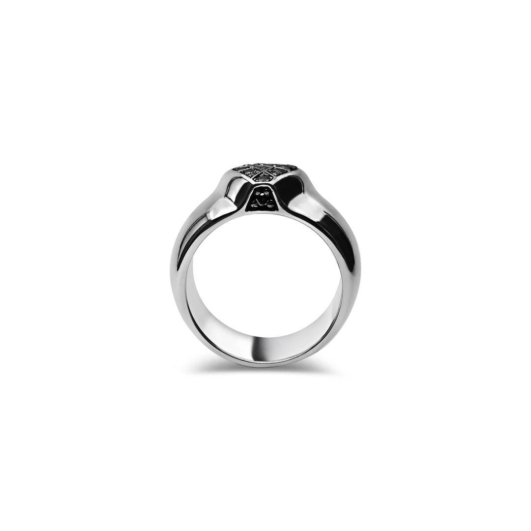 For Sale:  Black Diamond Pave Guardian Men's Silver Ring 4