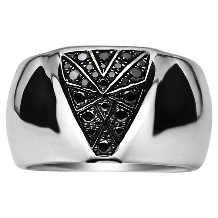 Black Diamond Pave Guardian Men's Silver Ring