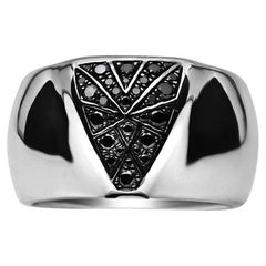 Black Diamond Pave Guardian Men's Silver Ring