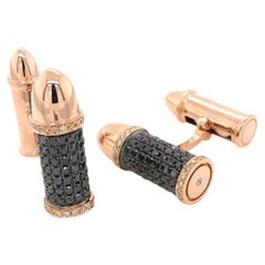 Black Diamond Pave Luxury Rocket Bullet 18 Karat Gold Statement Unique Cufflinks