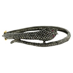 Schwarzes Diamant Pave Schlangenarmband Rubin Augen 6,36 Karat
