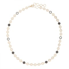 Black Diamond Pearl 14K (or 18k upon request) Yellow Gold Station Necklace