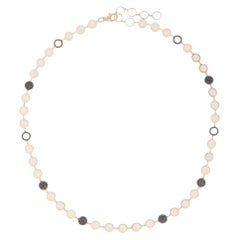Black Diamond Pearl 14K (or 18k upon request) Yellow Gold Station Necklace
