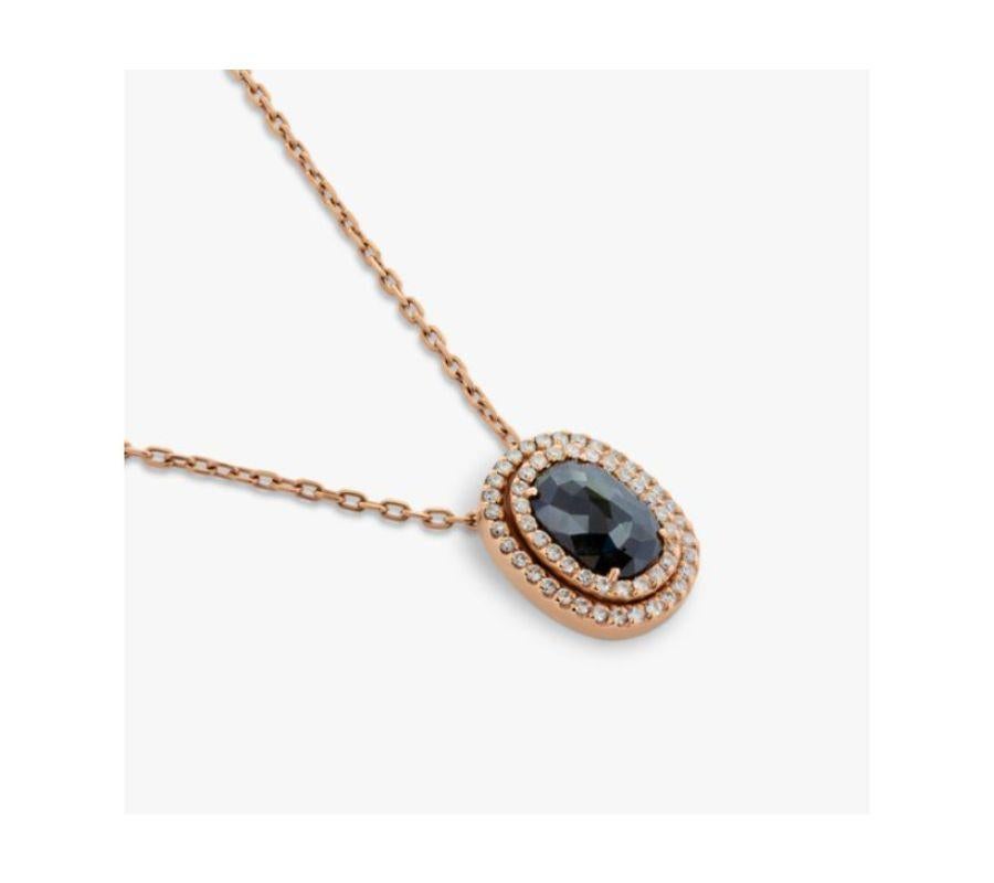 Black Diamond Pendant with White Diamonds in 18K Rose Gold In New Condition In Fulham business exchange, London